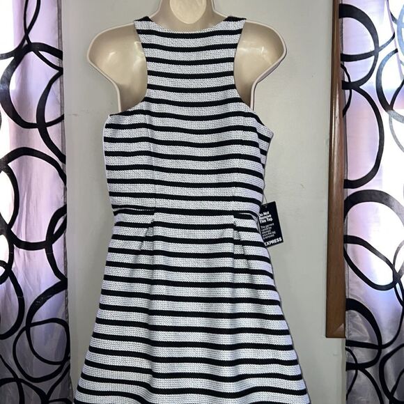 Express Black & White Stripe A Line Dress Size 6 NEW - Picture 4 of 8
